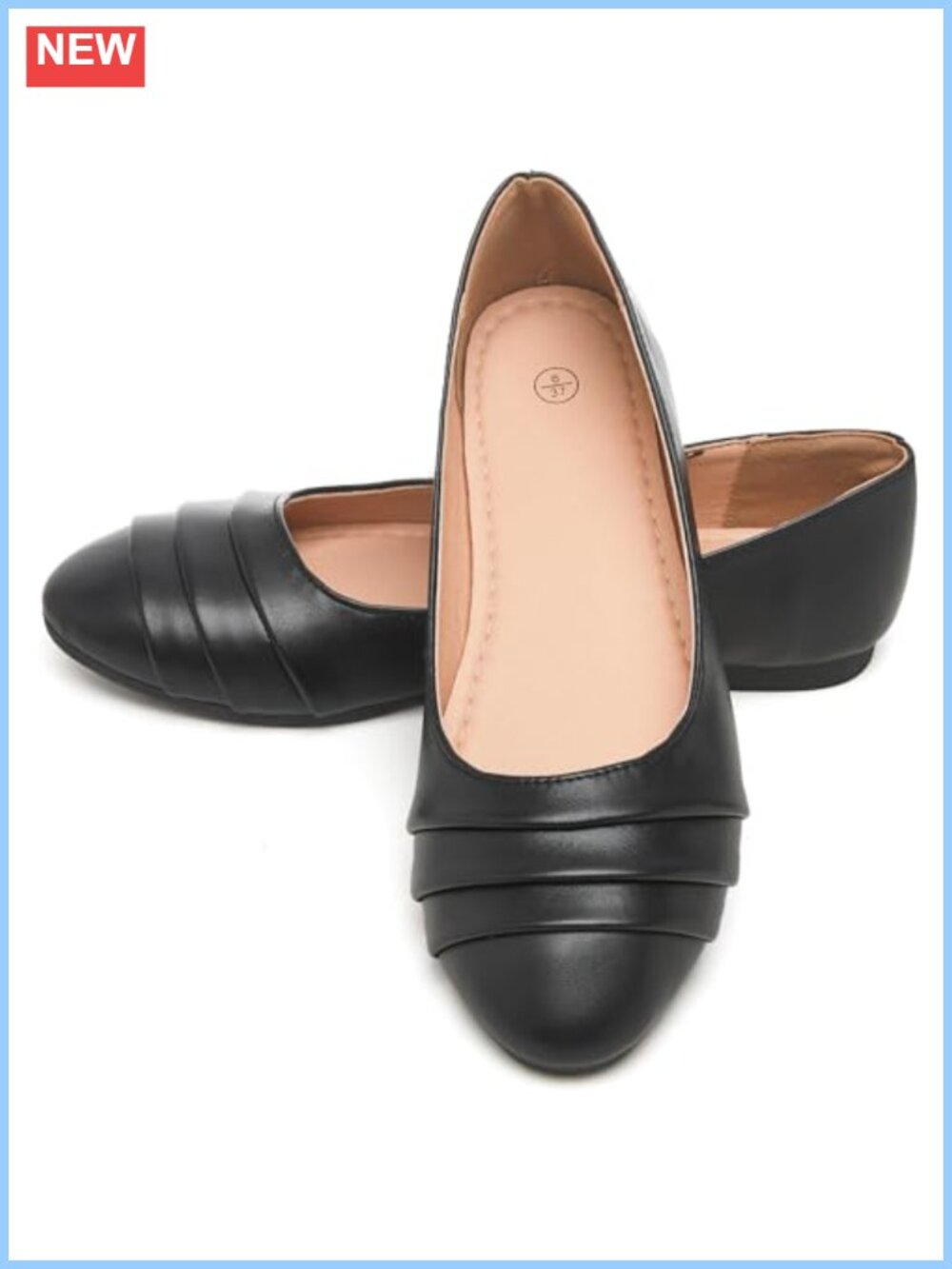 HEAWISH Women's PU Leather Round Toe Slip On Ballet Flats Work Dressy Shoes